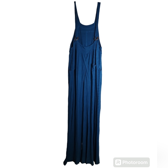 Free People Beach Blue Shelby Overalls Jumpsuit Adjustable Sz Small - Picture 8 of 9